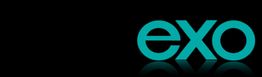 Text "exo" in Türkis auf schwarzem Hintergrund.