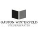 Logo mit Buchsymbol und Text: "Gaston Winterfeld, Steuerberater".