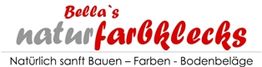Logo: Bella's naturfarbklecks. Natürlich sanft Bauen – Farben – Bodenbeläge.