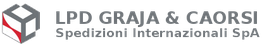 Logo LPD Graja & Caorsi, Spedizioni Internazionali SpA, con icona cubica grigia e rossa.