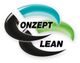 Drei ineinander verschlungene Pfeile in Schwarz, Grün und Blau mit den Worten "Konzept Lean".