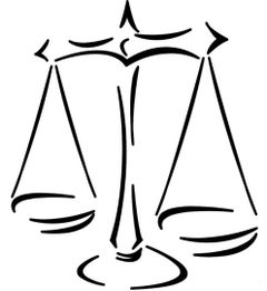 Desenho estilizado de uma balança simbolizando justiça.