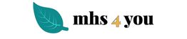 Grünes Blatt links, daneben Schriftzug "mhs4you" in Schwarz und Gold auf weißem Hintergrund.