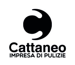 Logo dell'impresa di pulizie Cattaneo con simbolo nero stilizzato.