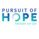 "Pursuit of Hope" logo with "Partners for life!" tagline in blue and turquoise gradient.