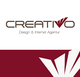 Logo von "CREATIVO", Design- und Internetagentur mit rotem und weißem geometrischem Design.