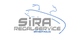 Logo von SiRA Regalservice mit einem abstrakten blauen Regal im Hintergrund.