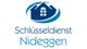 Logo mit Hausmotiv und Text: "Schlüsseldienst Nideggen" in Blau.
