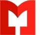 Red stylized letter "M" with a white cutout on the lower half.