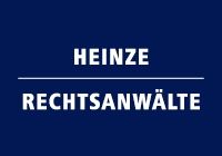 Weißer Text "HEINZE RECHTSANWÄLTE" auf dunkelblauem Hintergrund.
