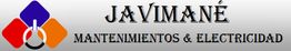 Logo de JaviMané con texto: "Mantenimientos & Electricidad", ícono de tres diamantes coloridos.