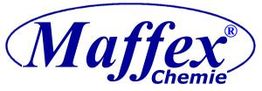 Maffex Chemie Logo in blauer Schrift auf weißem Hintergrund.