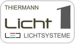 Thiermann Licht 1 Logo mit Schriftzug „LED Lichtsysteme“.