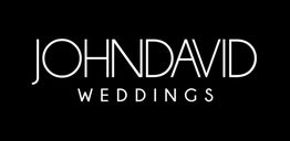 "JOHNDAVID WEDDINGS logo in white on a black background."