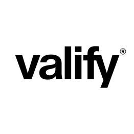 "Schwarzes Logo mit dem Wort 'valify' auf weißem Hintergrund."