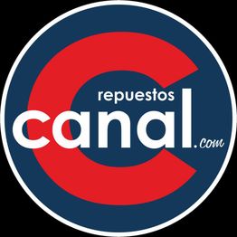Logotipo de "repuestos canal.com" con fondo azul y letra C roja.