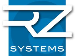 Logo mit stilisiertem Text "RZ" und dem Wort "SYSTEMS" auf blauem Hintergrund.