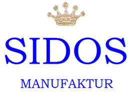 SIDOS Manufaktur-Logo mit Krone über "SIDOS" in Blau und "MANUFAKTUR" darunter.