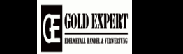 Logo mit Schriftzug "Gold Expert: Edelmetall Handel & Verwertung", Schwarz-Weiß-Design.