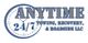 Clock and text logo for Anytime 24/7 Towing, Recovery, & Roadside LLC.