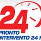 Logo con numero 24 rosso e scritta "Pronto intervento 24 H" in blu.