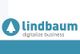 Logo von Lindbaum mit Baum-Symbol und Slogan "digitalize business" in Blau.
