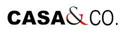 Logo con testo "CASA & CO." su sfondo bianco.