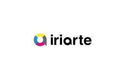 Logo de "iriarte" con un diseño circular de colores: azul, amarillo, magenta y gris.