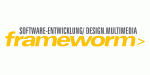Logo mit Schriftzug "framework" in Gelb und "Software-Entwicklung/Design/Multimedia" in Grau.