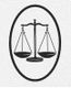 Waage-Symbol in ovalem Rahmen, repräsentiert Gleichgewicht oder Gerechtigkeit.