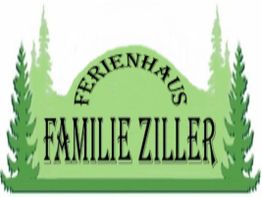 Grünes Logo mit Tannen, Aufschrift: "Ferienhaus Familie Ziller".