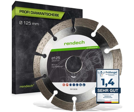 Profi-Diamantscheibe, Ø125 mm, mit Verpackung und sehr gutem Testergebnis von 1,4.