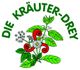 Logo mit Pflanzen und Text "Die Kräuter-Drey" in grün.