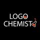 Logo reading "Logo Chemist" with a flask and orange elements on a black background.