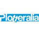 Logotipo con la palabra "Plotteralia" en texto blanco sobre fondo azul claro.