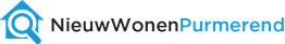 Logo van Nieuw Wonen Purmerend met huis- en vergrootglas-symbool.