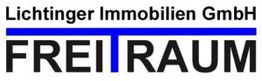 Logo von Lichtinger Immobilien GmbH mit dem Wort "FREIRAUM" in Schwarz und Blau.