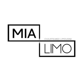 Logo: scritta "MIA LIMO" nera su sfondo bianco con testo "CHAUFFEURED LIMOUSINE" in piccolo.