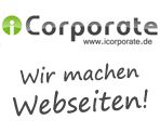 Logo von iCorporate mit dem Text "Wir machen Webseiten!"