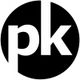 Schwarzer Kreis mit weißen Buchstaben 'pk' in der Mitte.