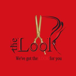 Gold scissors form the letter "L" in "Look," with text "We've got the look for you" on red.