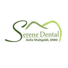 Logo of Serene Dental with a stylized green letter "S" and Azita Shahgaldi, DMD written below.