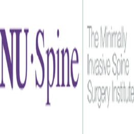 Logo of NU-Spine, The Minimally Invasive Spine Surgery Institute, with purple text.