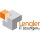 Logo von Lengler IT Lösungen mit grauen und orangen Würfeln, abstraktes Design.