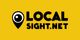 Yellow background, black text logo reads "LOCAL SIGHT.NET" with a location pin eye icon.