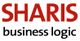Logo mit rotem Text "SHARIS" und darunter schwarzem Text "business logic".