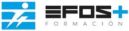 Logo de EFOS Formación con figura de persona en movimiento y signo más en azul.