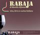 Ristorante Rabaja: vino, birra e cucina italiana, bicchiere di vino rosso su sfondo marrone.