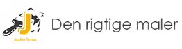 Logo med pensel, tekst: "Den rigtige maler".