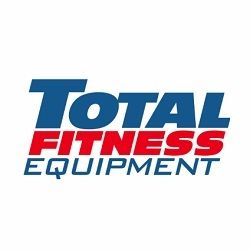 Logo of "Total Fitness Equipment" in blue and red text on a white background.